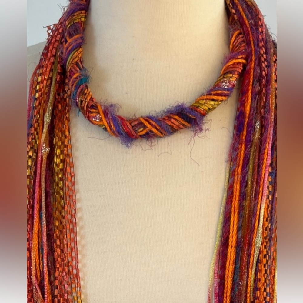 BOHO lightweight silk ribbon/mohair scarf neck accessory